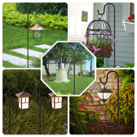 MIUVIBENI heavy duty shepherds hook assembly in garden setting