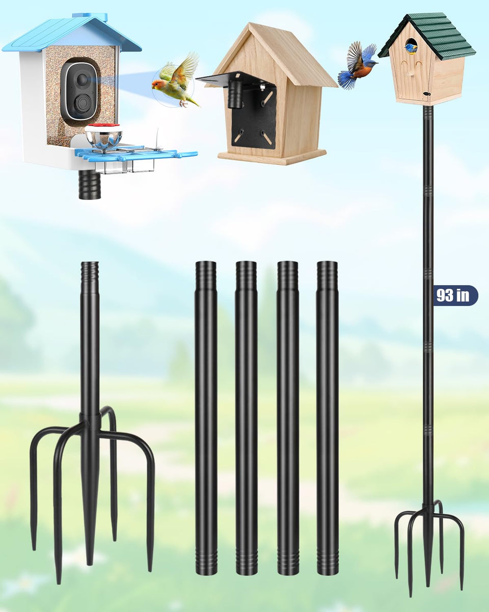 MIUVIBENI smart bird feeder pole stand stabilizes feeders in windy yards