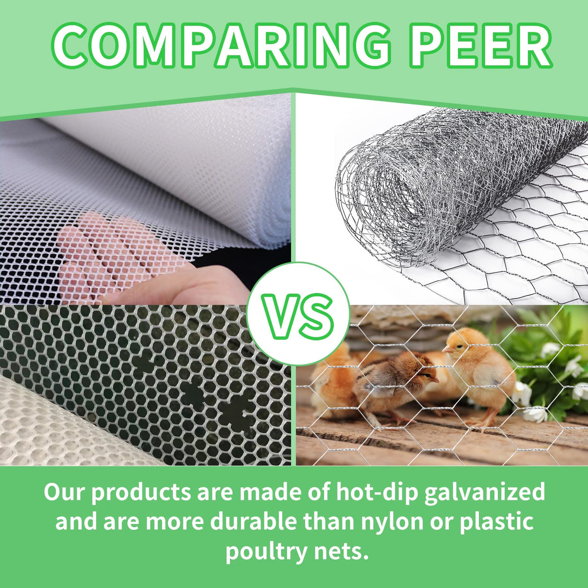 Miuwauer hexagonal mesh with galvanized finish resists rust for long-term outdoor use.