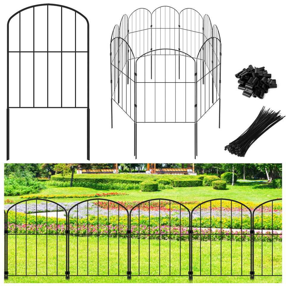 Miuwauer decorative garden fence panels assembled to form a 24in by 10.5ft border for yards.