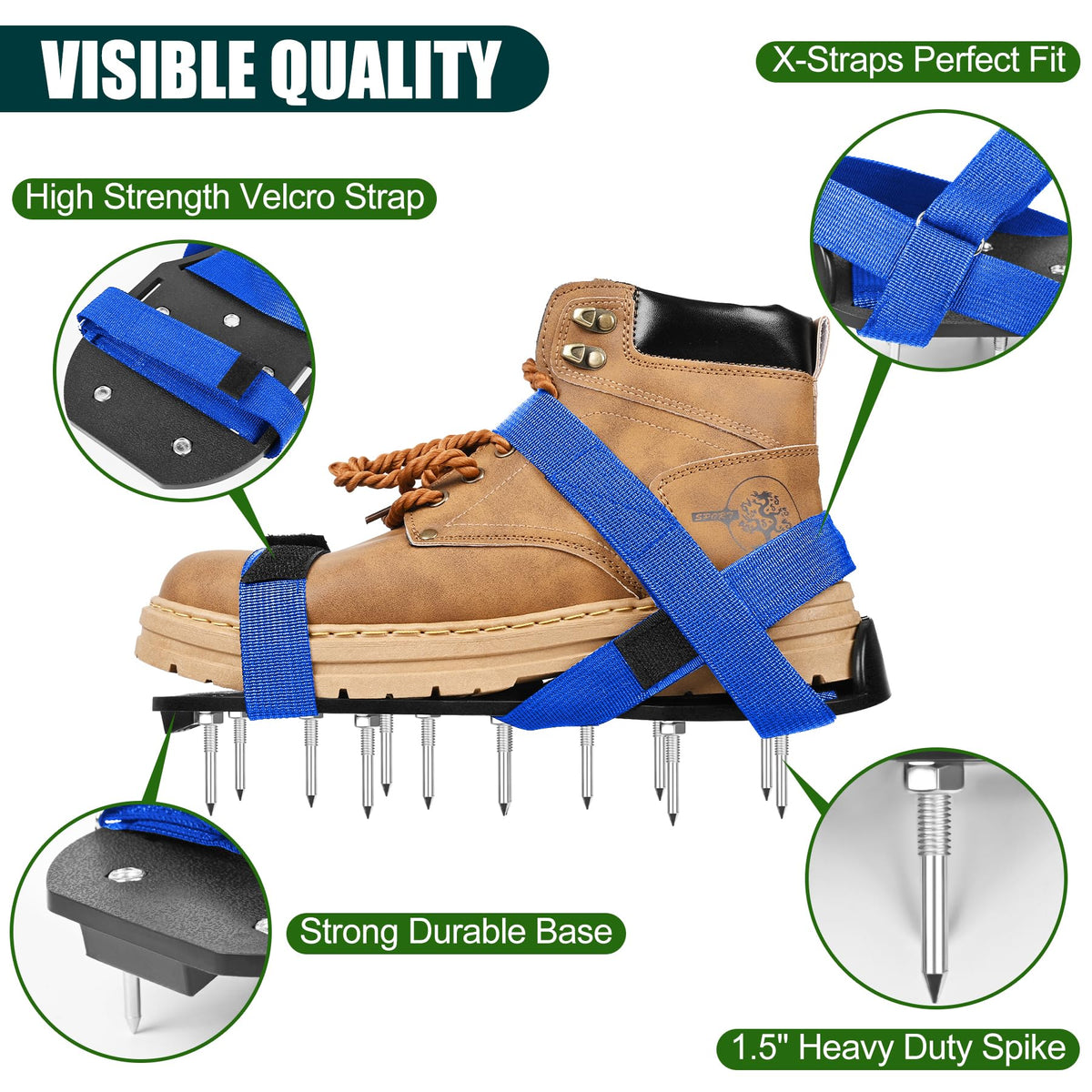 Miuwauer lawn aerator shoes kit with wrench and shovel ready for lawn maintenance