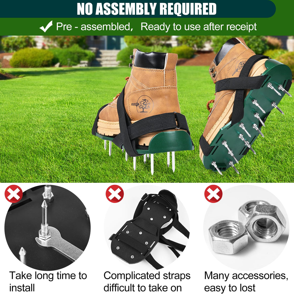 Miuwauer lawn aerator shoes with included shovel and wrench for maintenance