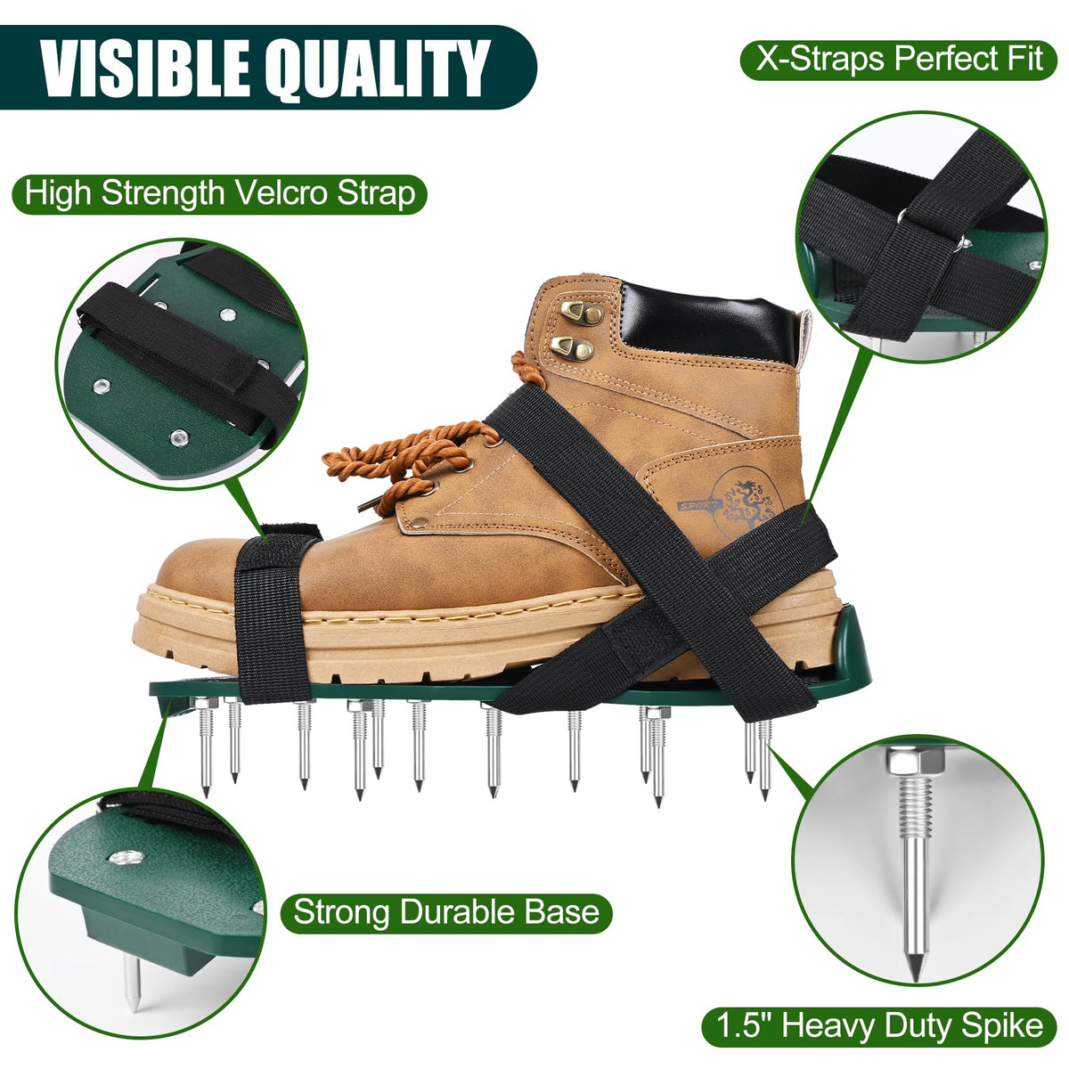 Miuwauer lawn aerator shoes with spiked soles for soil aeration on hard ground