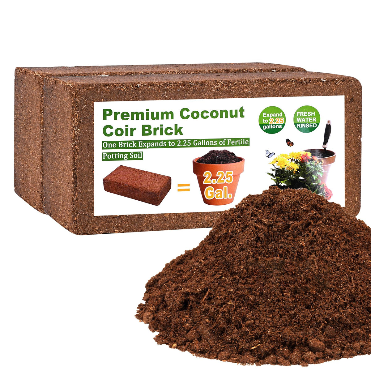 Miuwauer Organic Coco Coir Brick before soaking, compact and easy to store.