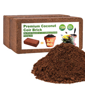 Miuwauer Organic Coco Coir Brick before soaking, compact and easy to store.