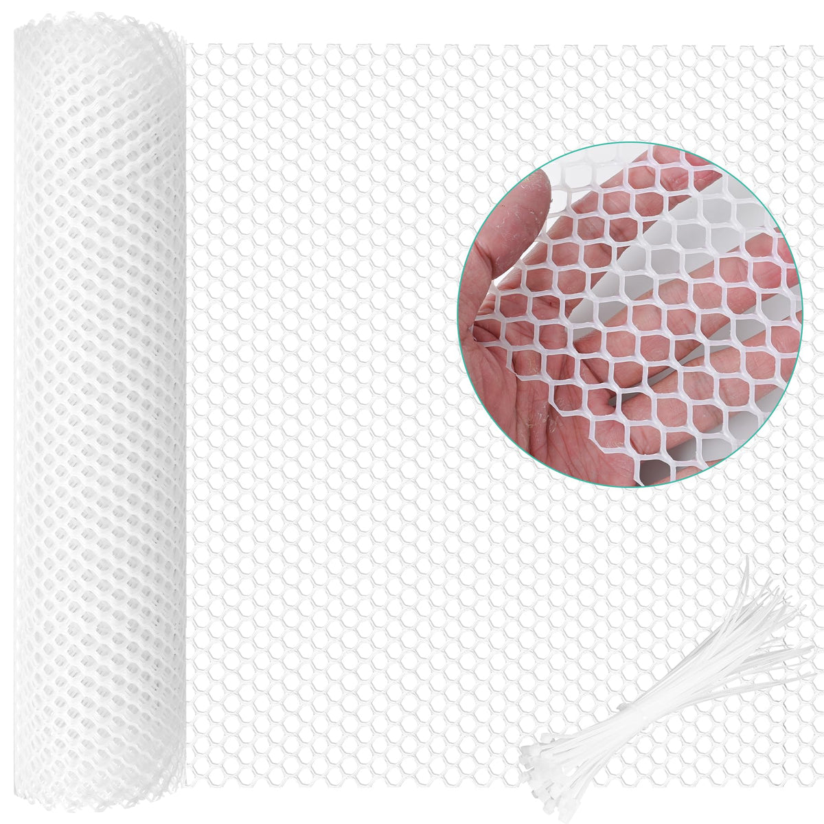 Miuwauer plastic mesh fence sheet in white, durable barrier for gardens and enclosures.