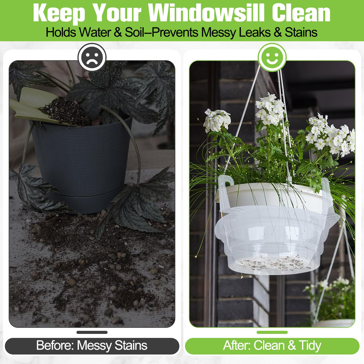 Miuwauer UV-treated water catcher tray withstands outdoor use without yellowing.