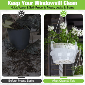 Miuwauer UV-treated water catcher tray withstands outdoor use without yellowing.