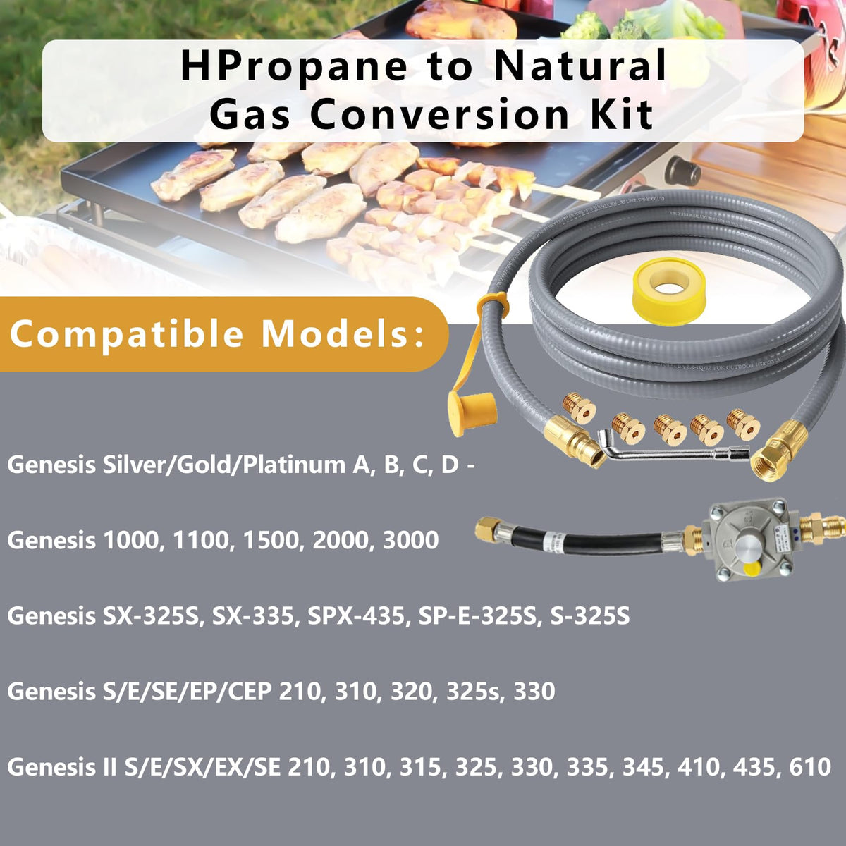 10ft natural gas hose by MIV designed for Weber Genesis and Spirit grills