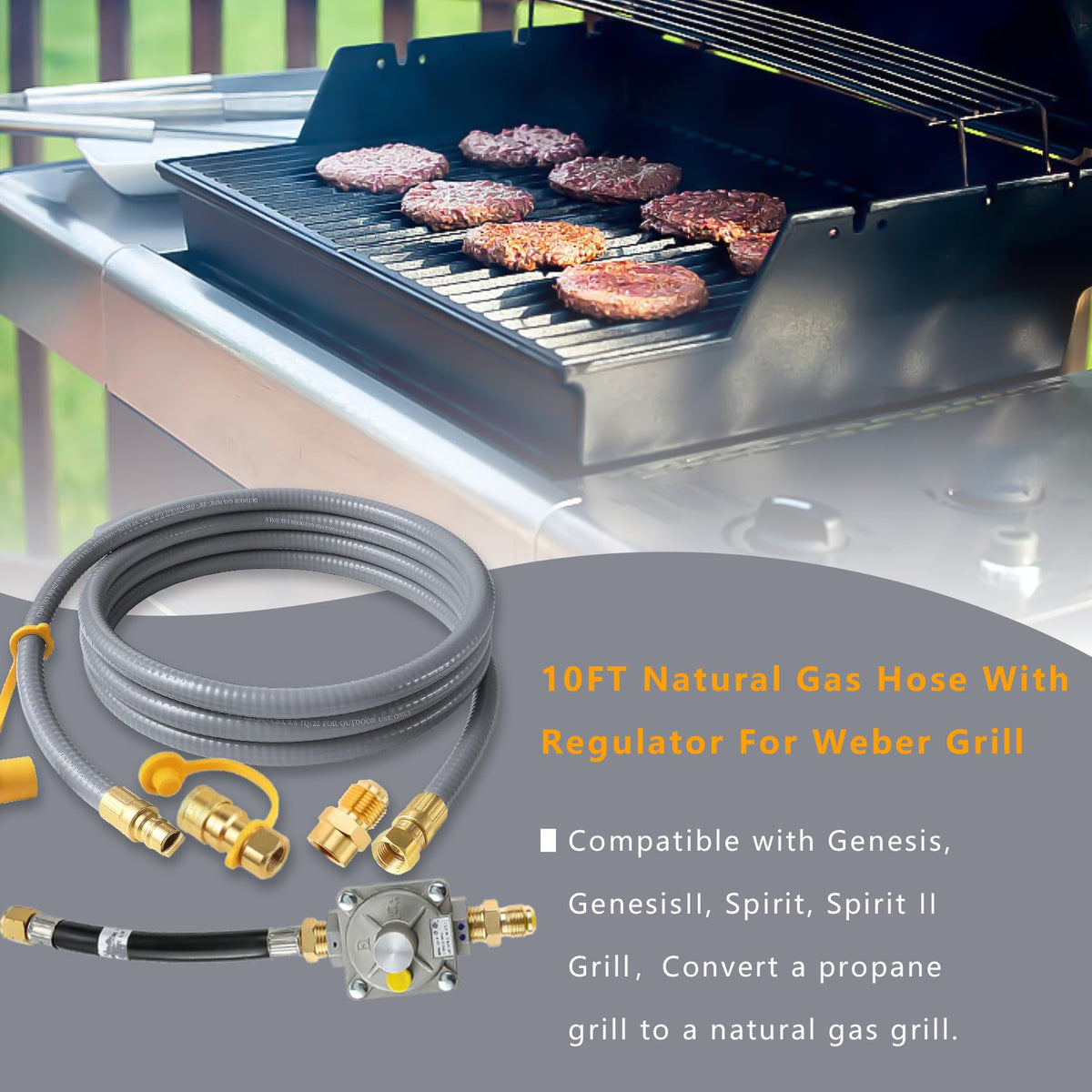 Safe, leak-free connection shown with MIV conversion kit for Weber grills