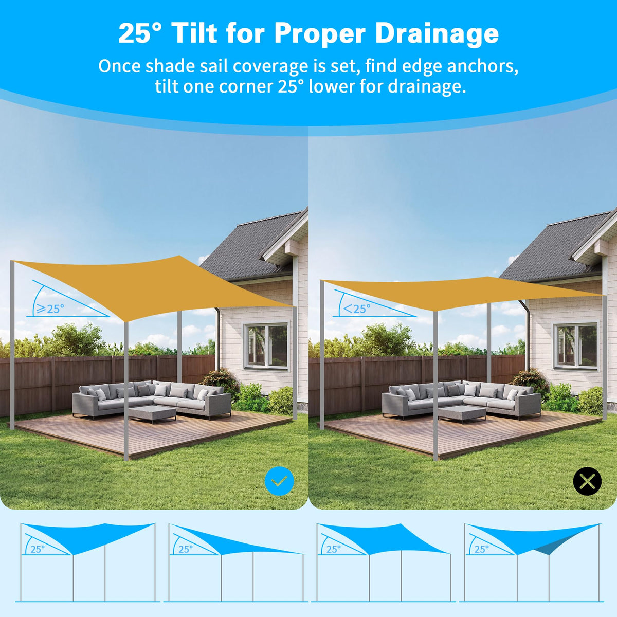 Miveda adjustable height tubing extends to fit various shade sails.
