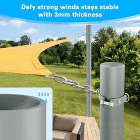 Miveda shade sail pole with D-clamp for versatile suspension options.
