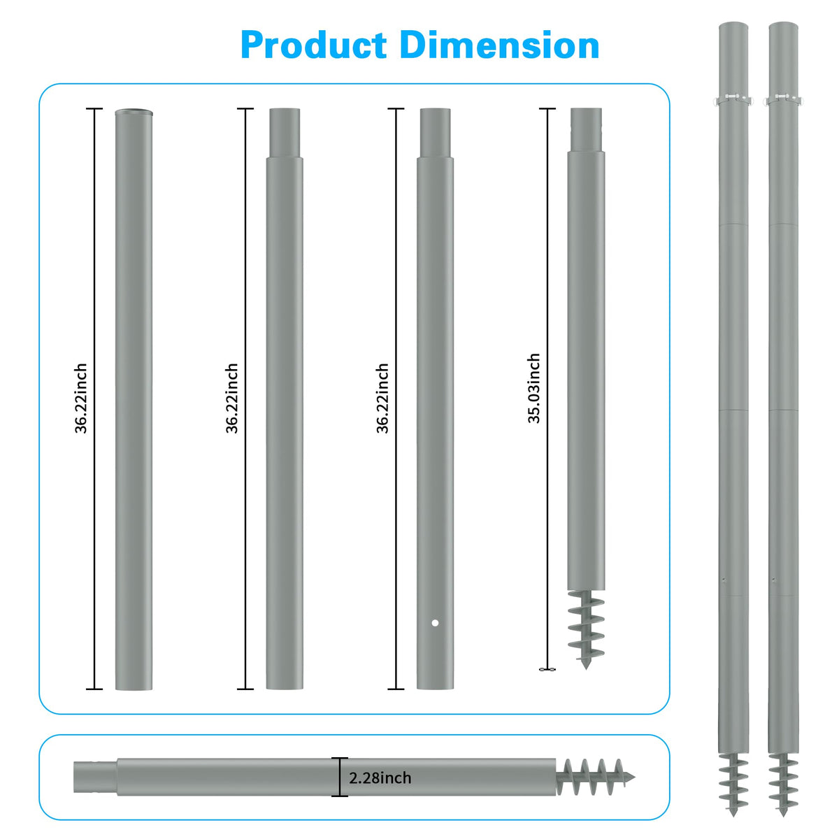 Miveda 2-pack shade sail posts ready for easy setup and stability.