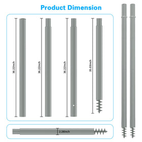 Miveda 2-pack shade sail posts ready for easy setup and stability.