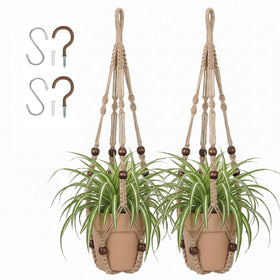 mivofo macrame plant hanger 23 inch pair on wall elevates indoor greenery