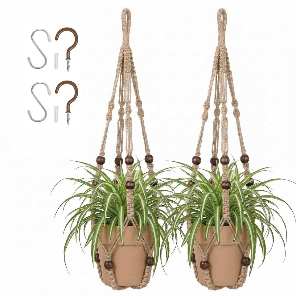 mivofo macrame plant hanger 23 inch pair on wall elevates indoor greenery