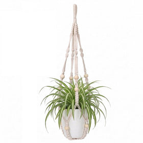 mivofo macrame plant hanger indoor ivory displays a clean, elegant plant setup