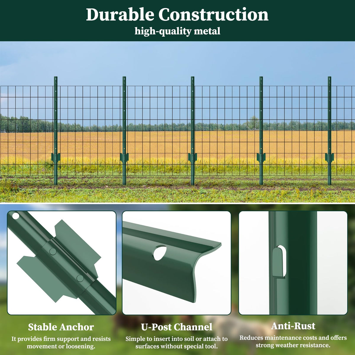 MIWEVRO no-dig garden fence stake enables quick, tool-free installation.