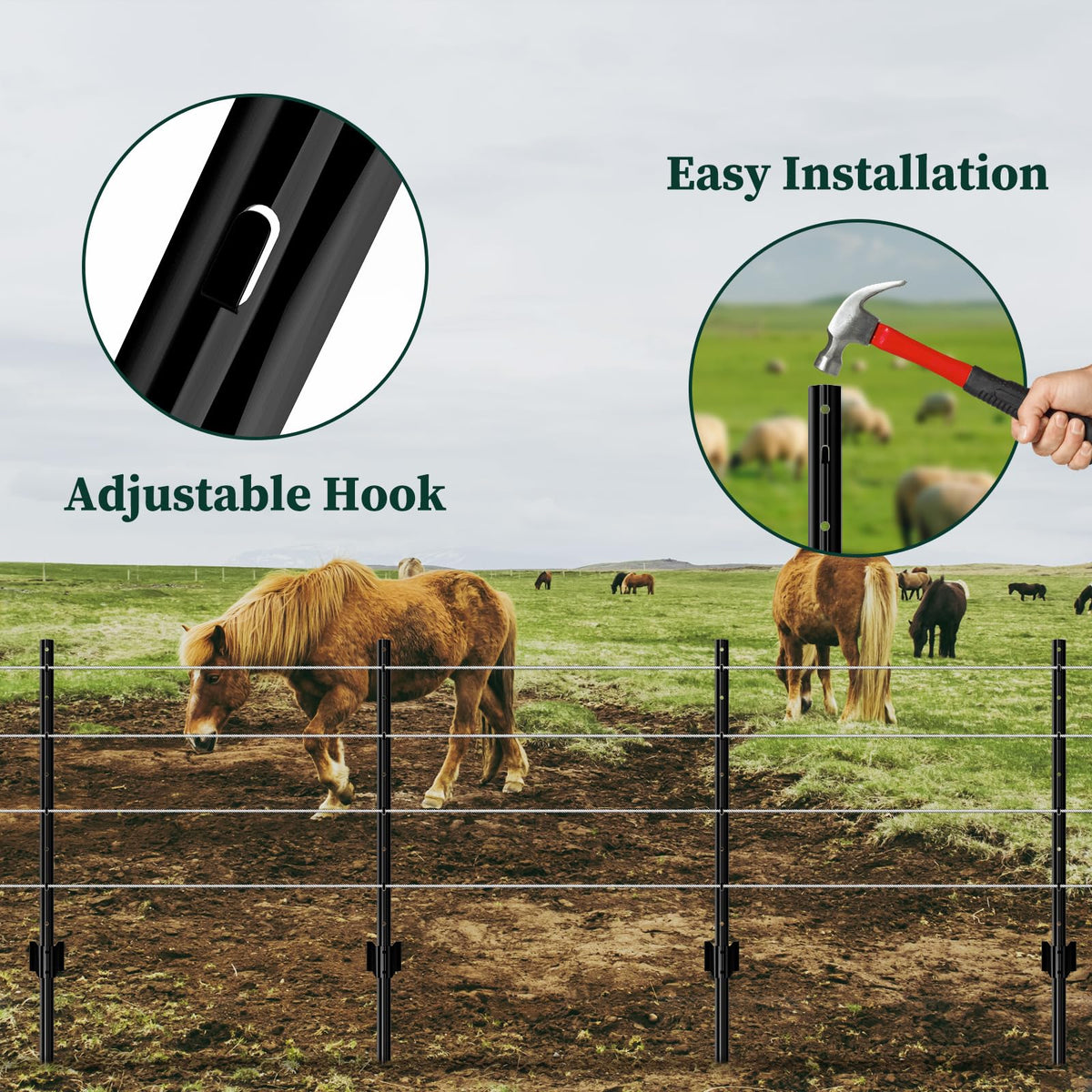 MIWEVRO versatile post design suits garden fences, temporary barriers, and more.