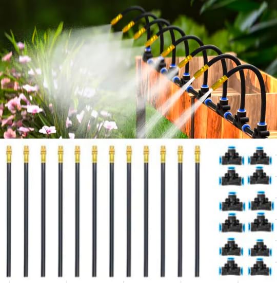 MIXC 1/4-inch drip irrigation set with modular components for easy garden watering.