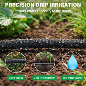MIXC main tubing 1/2in diameter distributes water efficiently across garden zones.