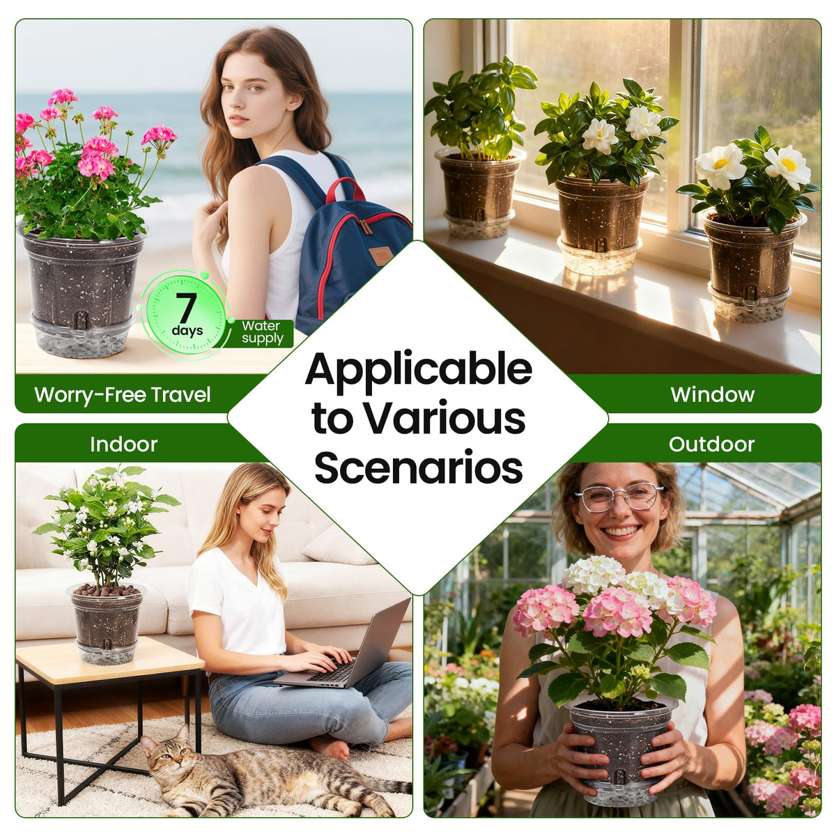 Mixc 12-pack includes bottom trays and wicking rope for self-watering.