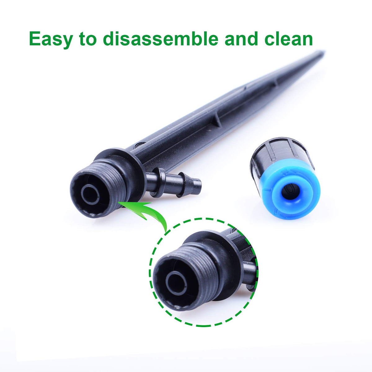 Mixc 360-degree sprayer emitter for even coverage over larger areas.