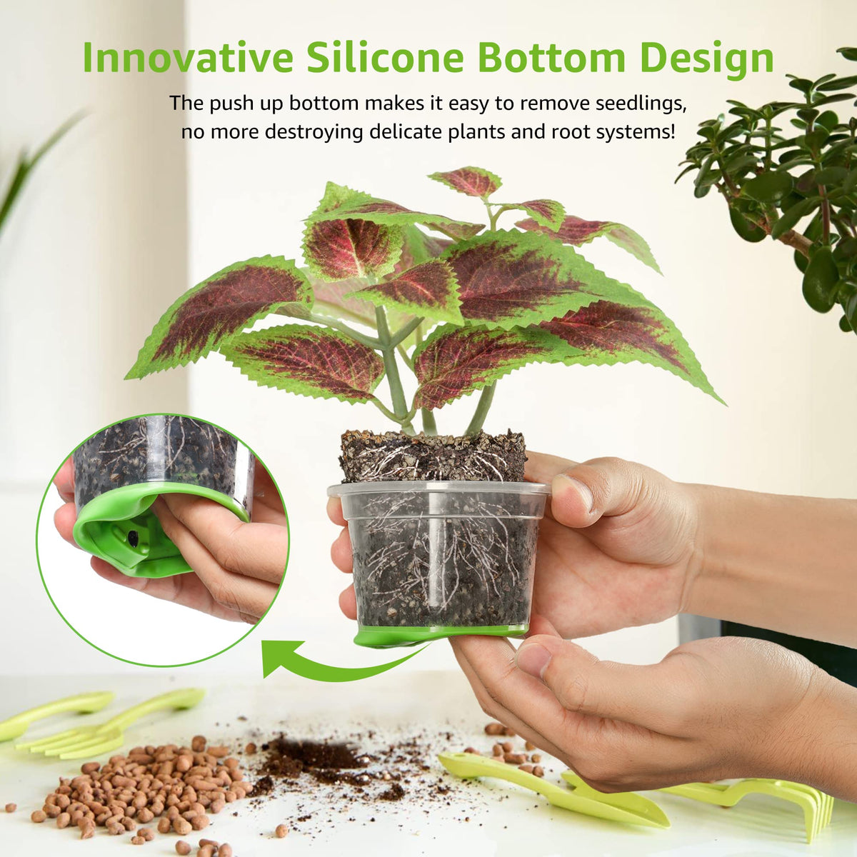 MIXC bendable silicone-base nursery pot enabling easy transplant