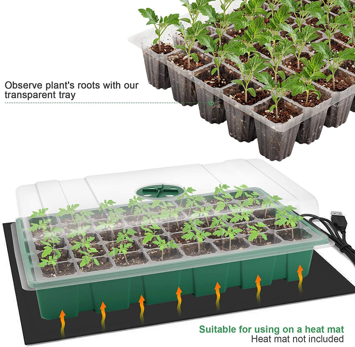 MIXC bottom trays are stackable to save space during germination