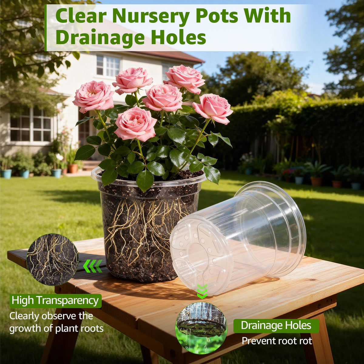 MIXC clear nursery pots in 5-inch size ideal for growing plants