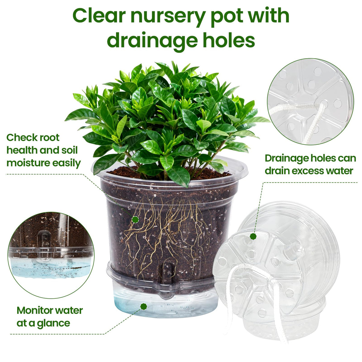 MIXC detachable saucers help drainage and keep surfaces clean