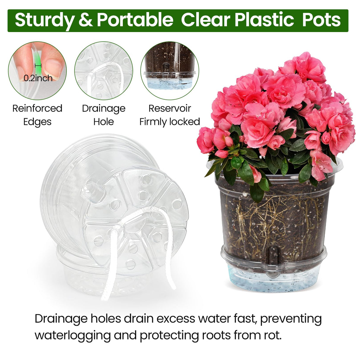 Mixc drainage holes and detachable saucer prevent overwatering and keep surfaces clean.