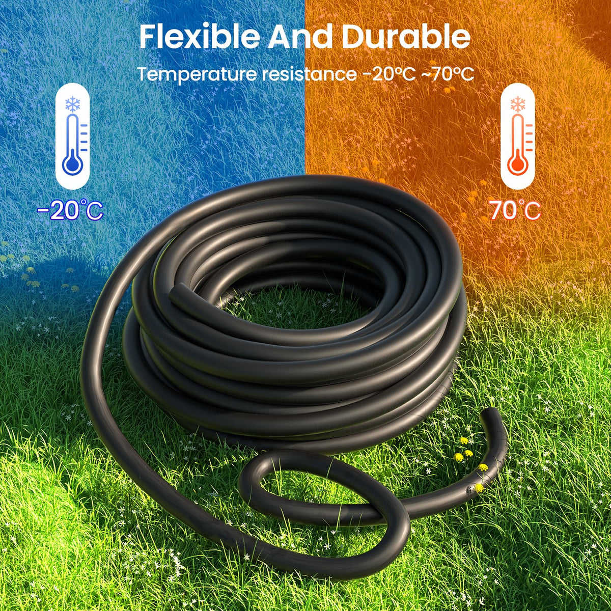 Mixc flexible tubing demonstrates tight bends for easier garden installation