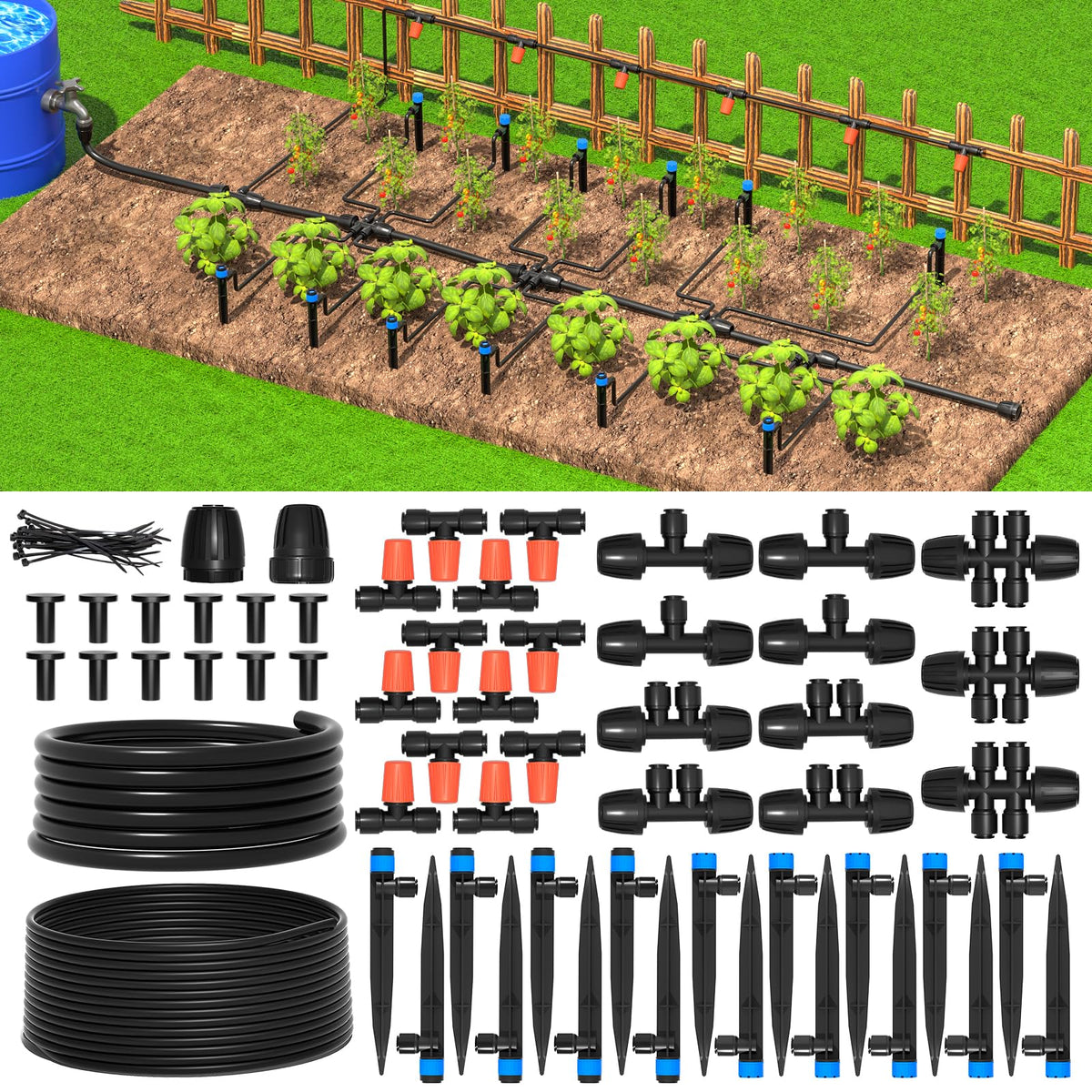 MIXC greenhouse drip kit main tubing (26ft) for durable, steady water delivery