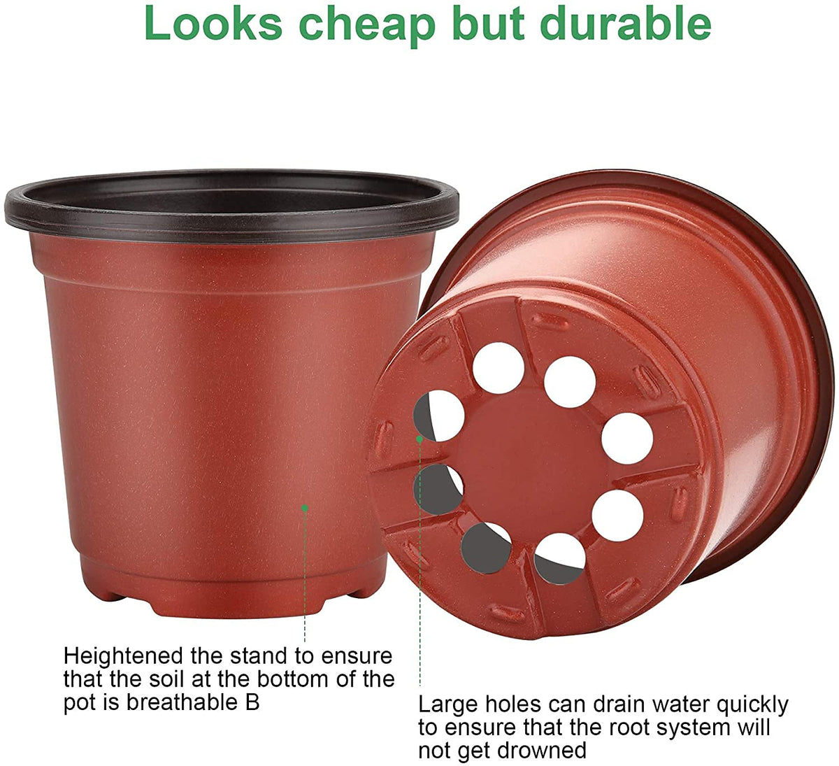 MIXC nursery pot bottom with eight drainage holes for healthy roots.