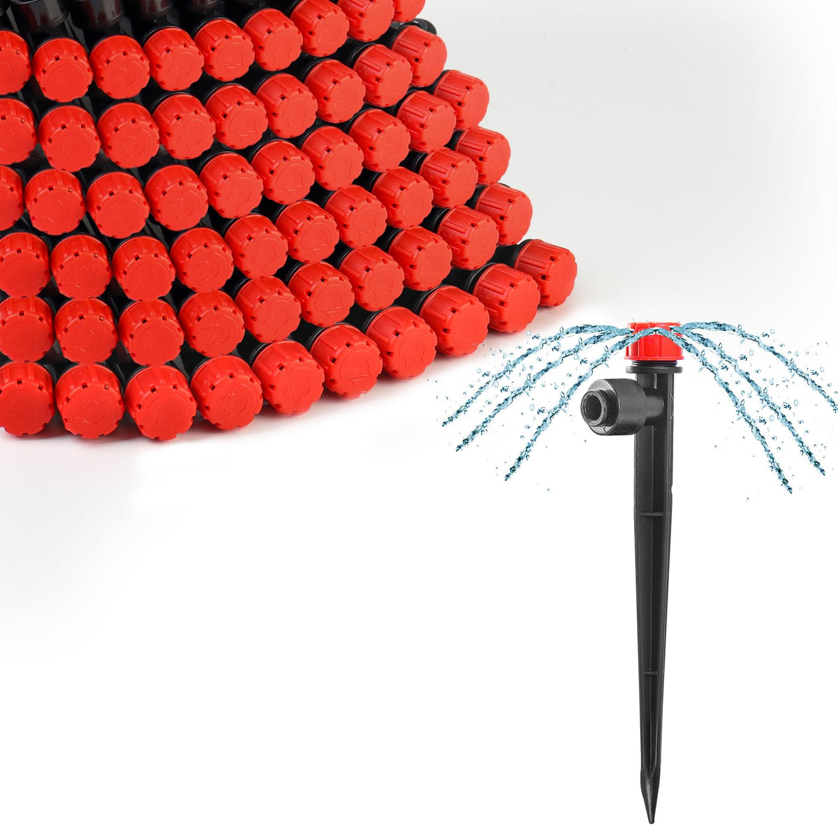 MIXC quick-connect emitter demonstrates fast one-second installation for DIY irrigation
