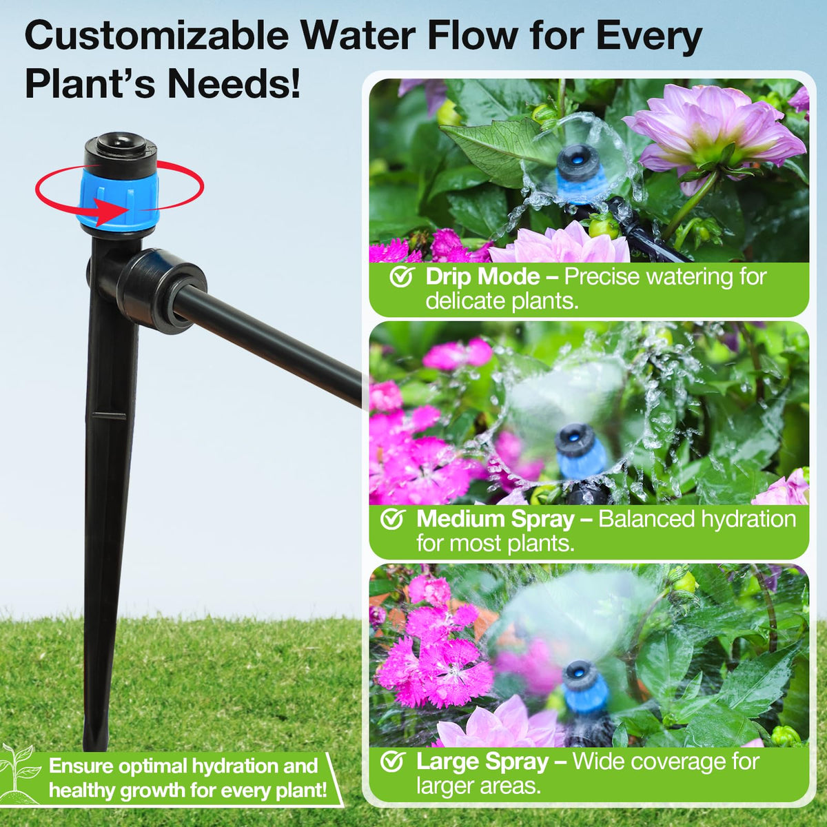 MIXC Quick Connector Drip Emitters 360-sprayer: complete garden coverage