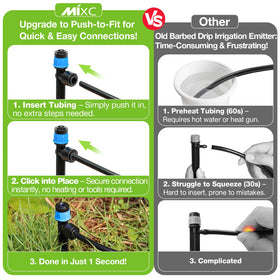 MIXC Quick Connector Drip Emitters adjustable-flow: customize watering for plants