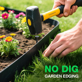 MIXC sturdy plastic stakes ensure stable borders against lawn wear
