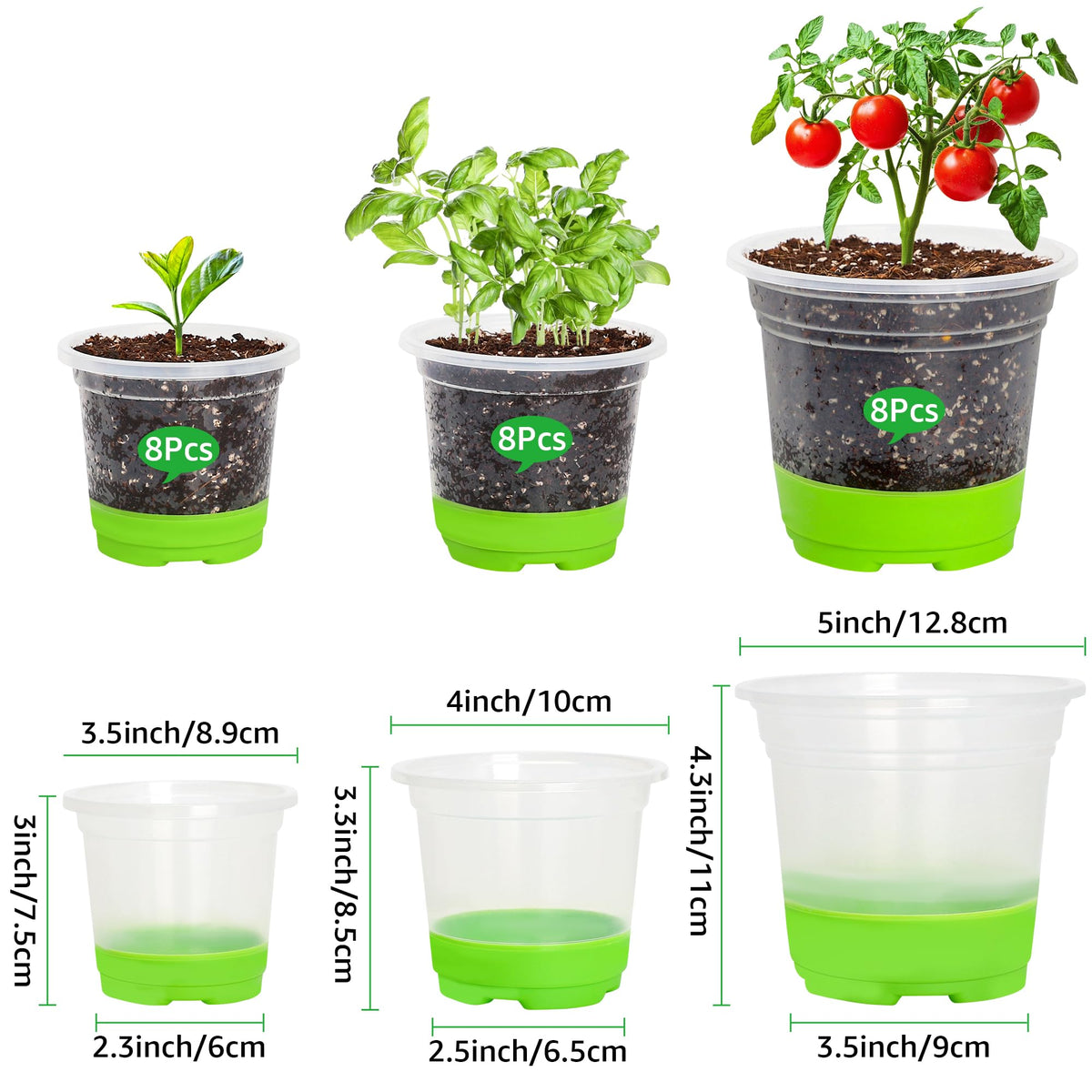 MIXC 5-inch pots in a complete set for larger starter plants and transplants.