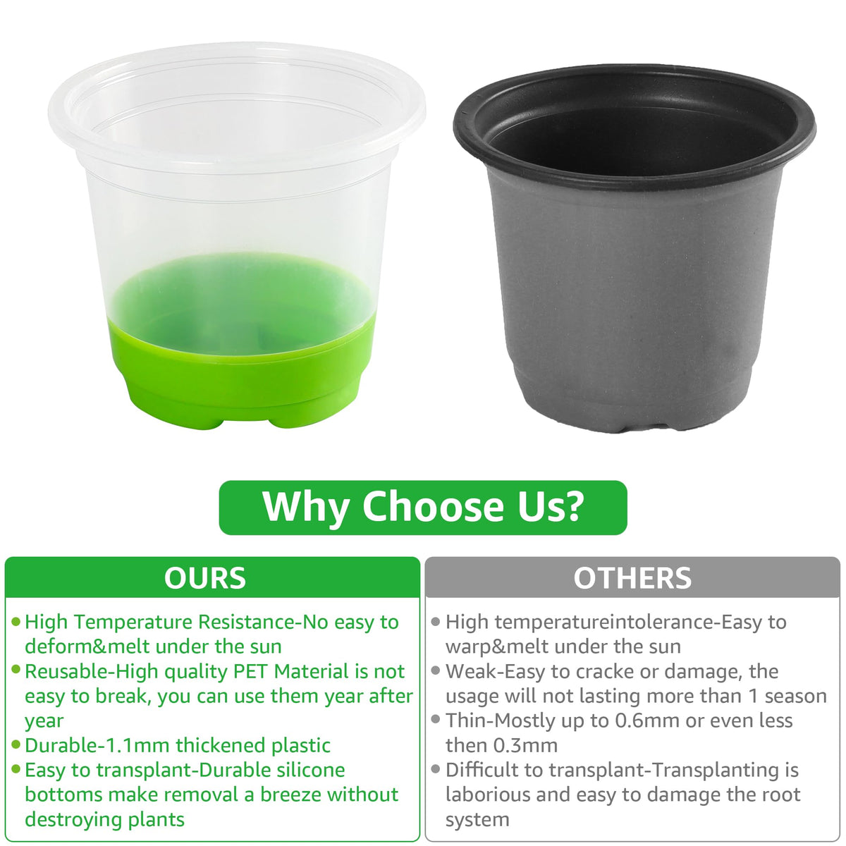 MIXC nursery pot features drainage holes for improved airflow and drainage.