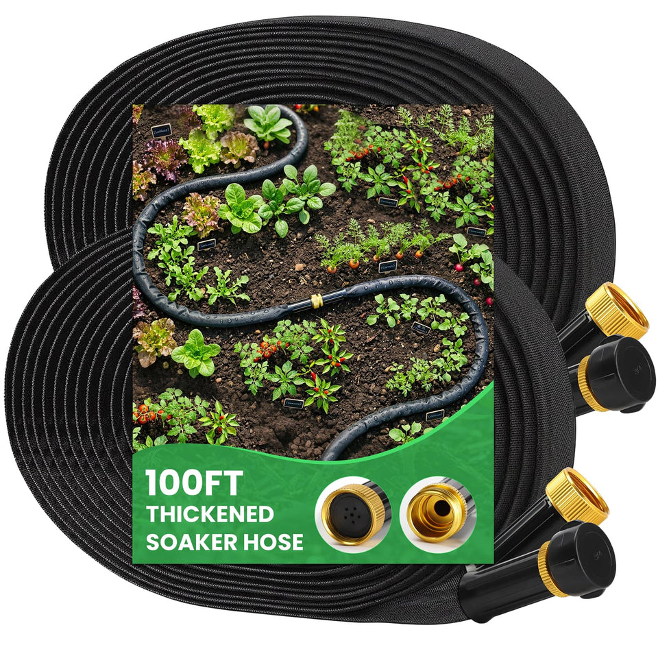 MIXC thickened flat soaker hose with copper joints for durable irrigation.