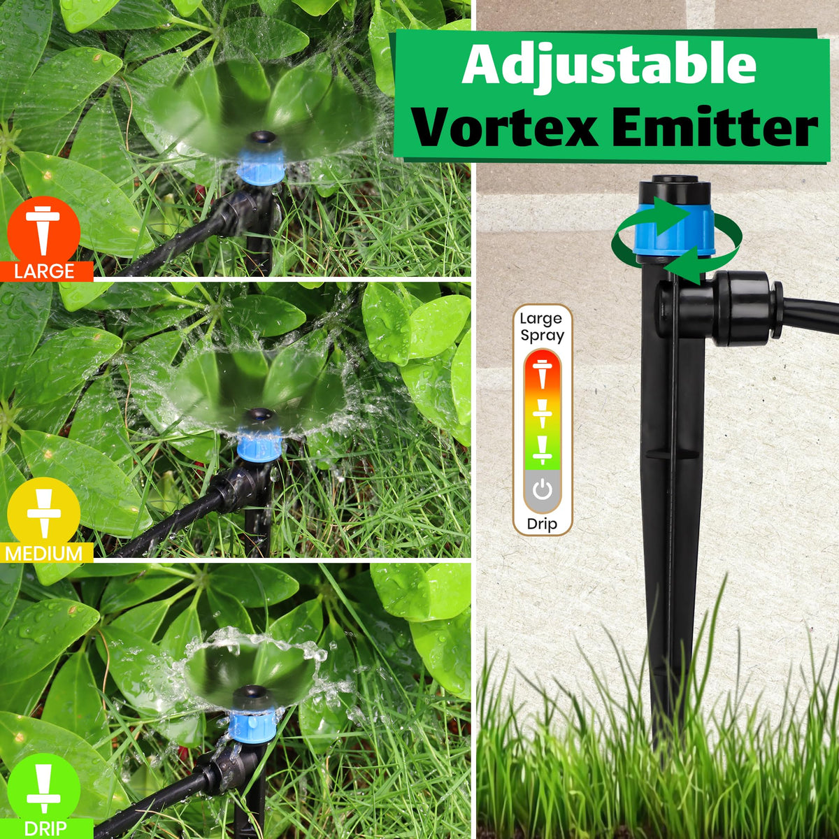 MIXC universal tubing-fit emitter compatible with common quarter-inch lines