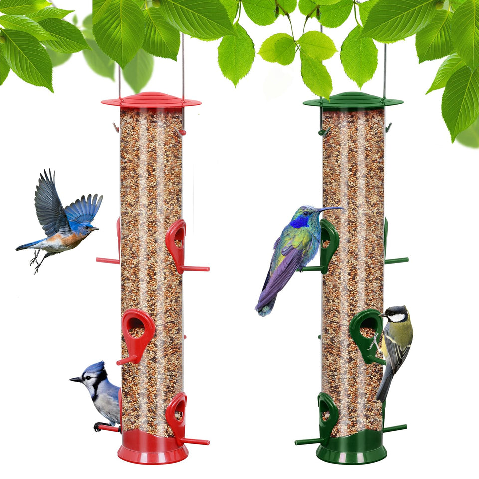 MIXXIDEA 2-pack bird feeder tube with 6 ports—easy to refill for busy birdwatchers