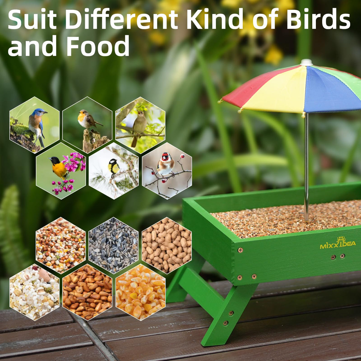 MIXXIDEA adjustable umbrella roof protecting seeds from rain and snow