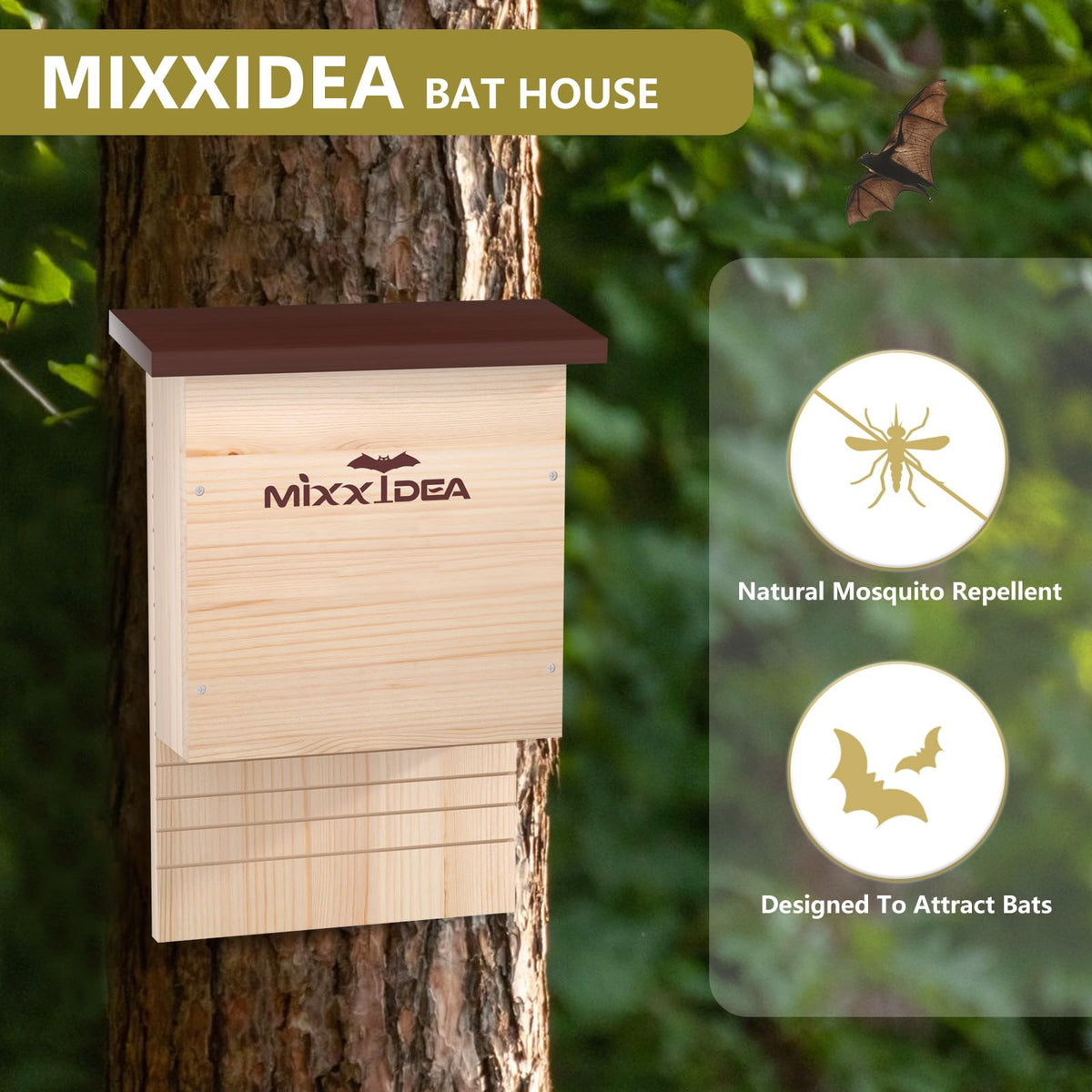 MIXXIDEA double-chamber interior, ideal for accommodating small bat colonies.