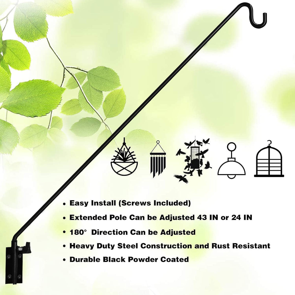 MIXXIDEA bird feeder hanger offers strong weight capacity for natural feeding guests