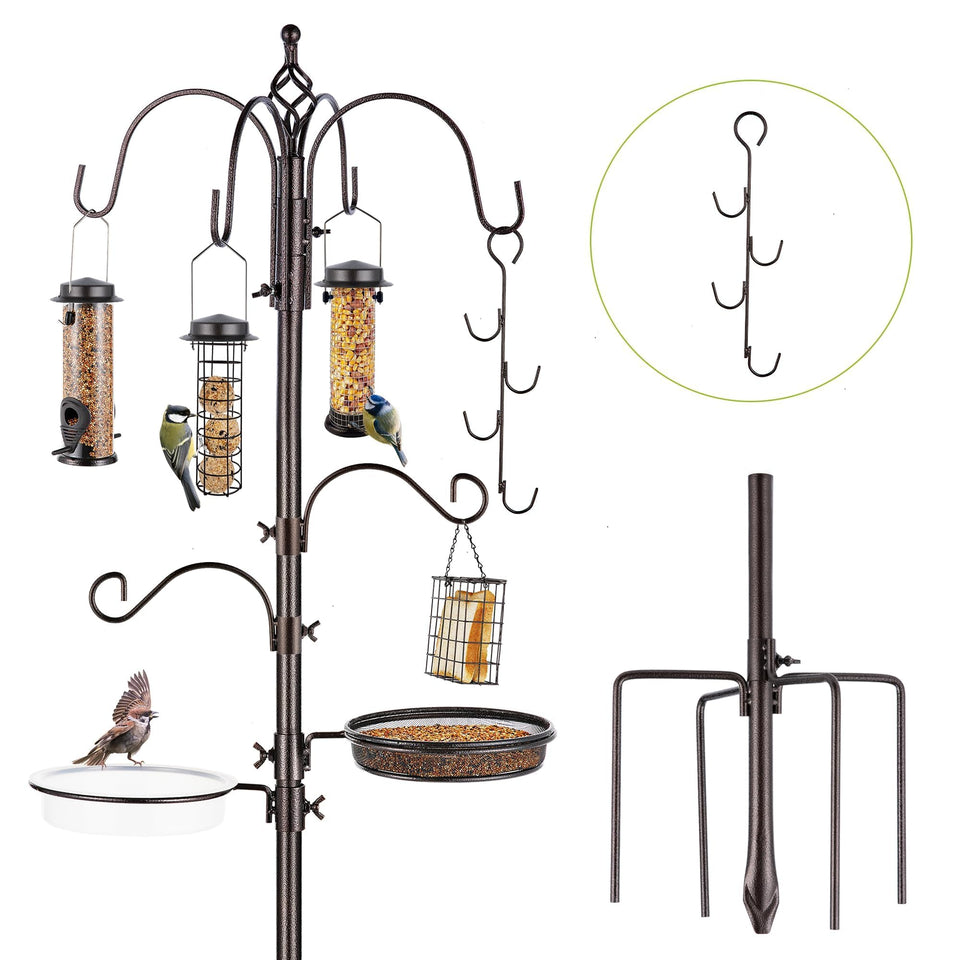 MIXXIDEA bird feeder station setup with a 94-inch pole for broad yard viewing