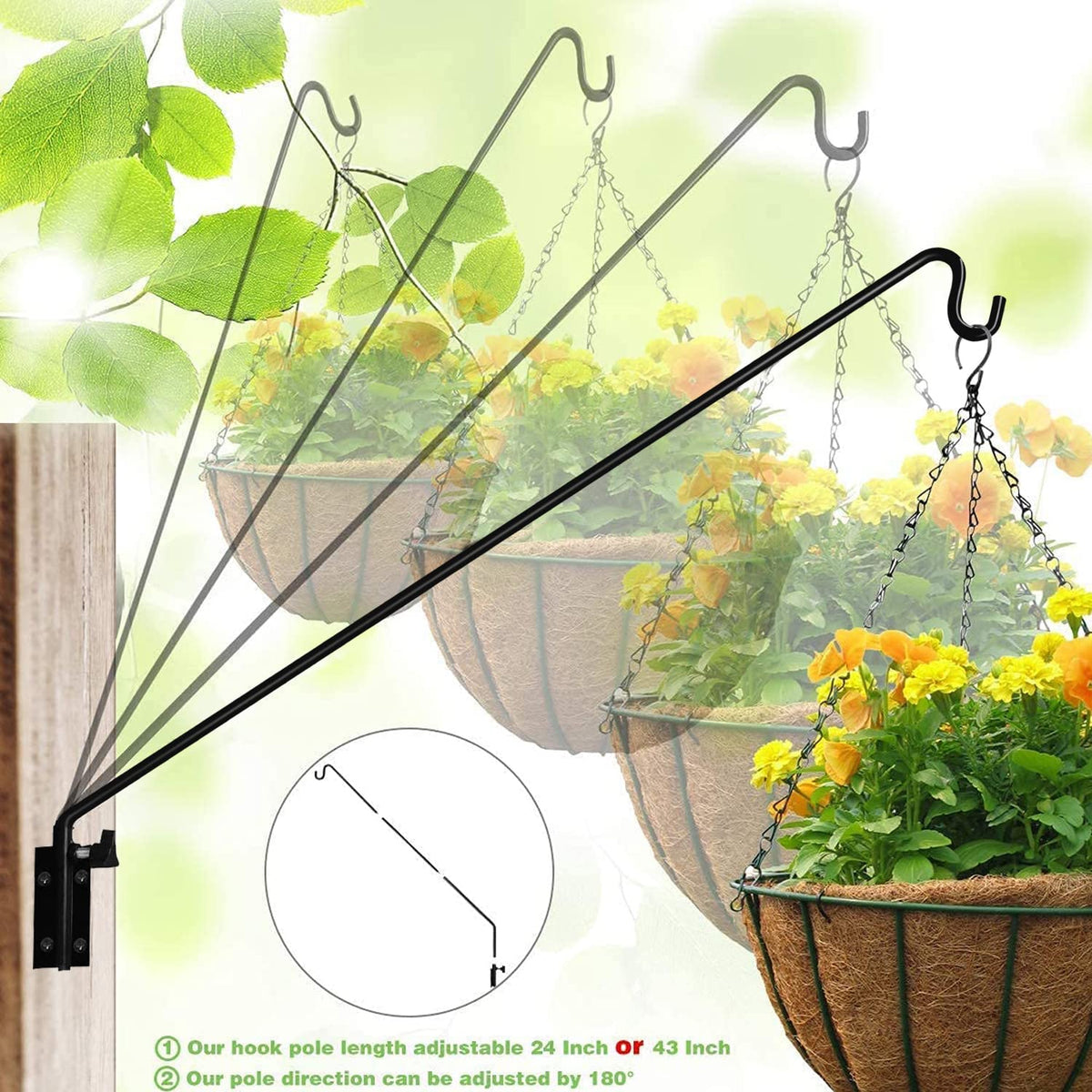 MIXXIDEA adjustable-length deck hook 28-43in for versatile hanging and easy positioning