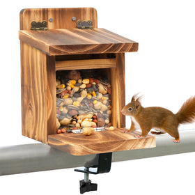 MIXXIDEA Deck Squirrel Feeder Box with sturdy 1.5 cm wood for backyard feeding